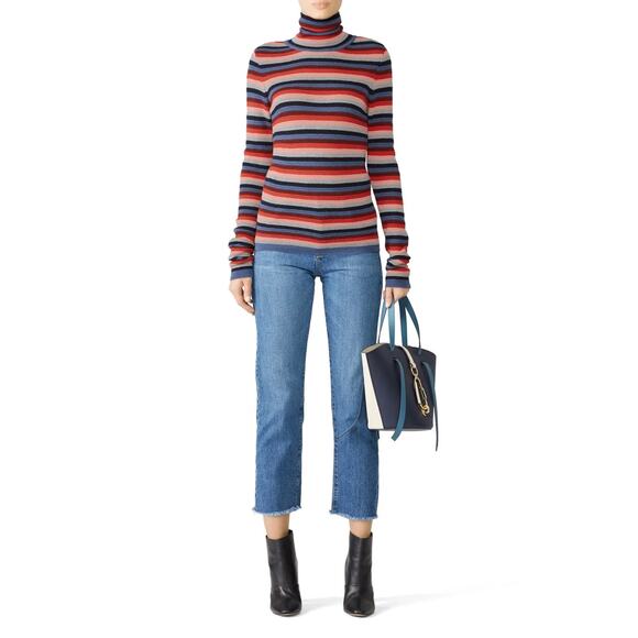 Anthropologie M.i.h. Jeans Merino Wool Blend Striped Moonie Polo Sweater XS - Picture 1 of 9